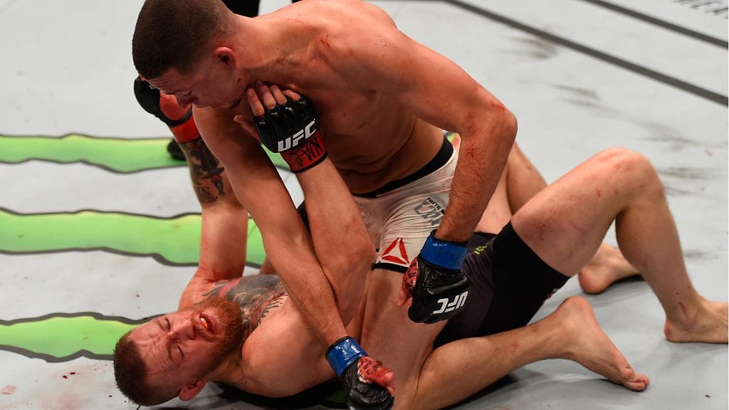 Nate Diaz voitti Conor McGregorin kaksikon ensimmäisessä kohtaamisessa vuonna 2016.