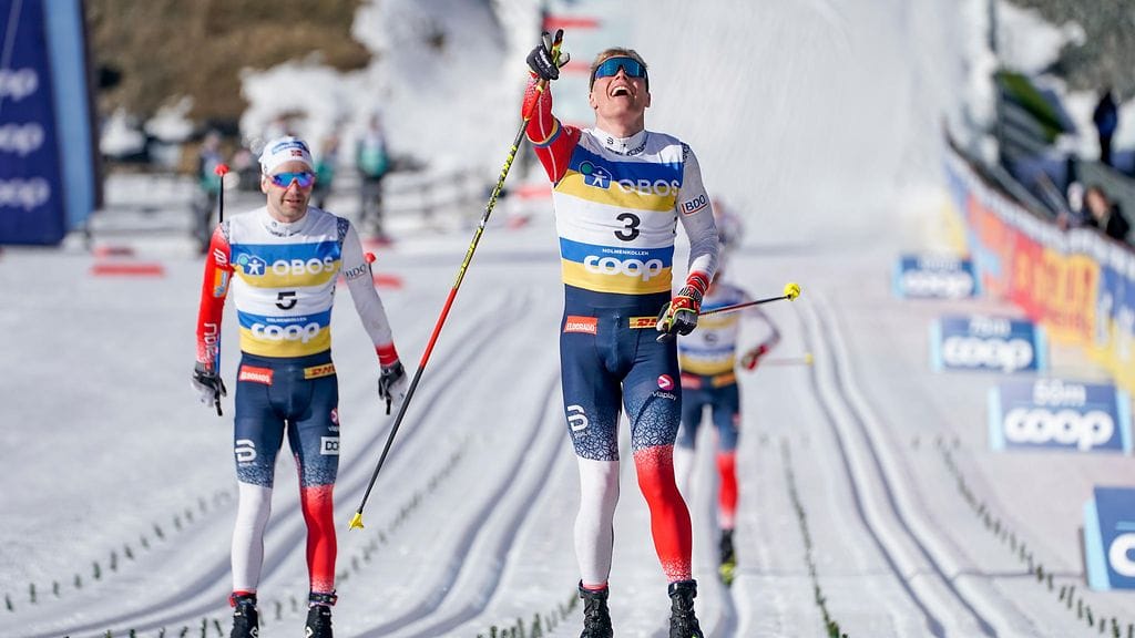 Norjalaiset ottivat Holmenkollenilla sunnuntaina kolmoisvoiton Martin Nyengetin johdolla.