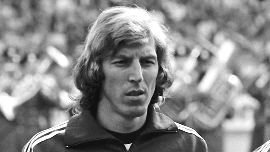 Länsi-Saksan maajoukkueessa pelannut Jürgen Grabowski kuvattuna maailmanmestaruusvuonna 1974.