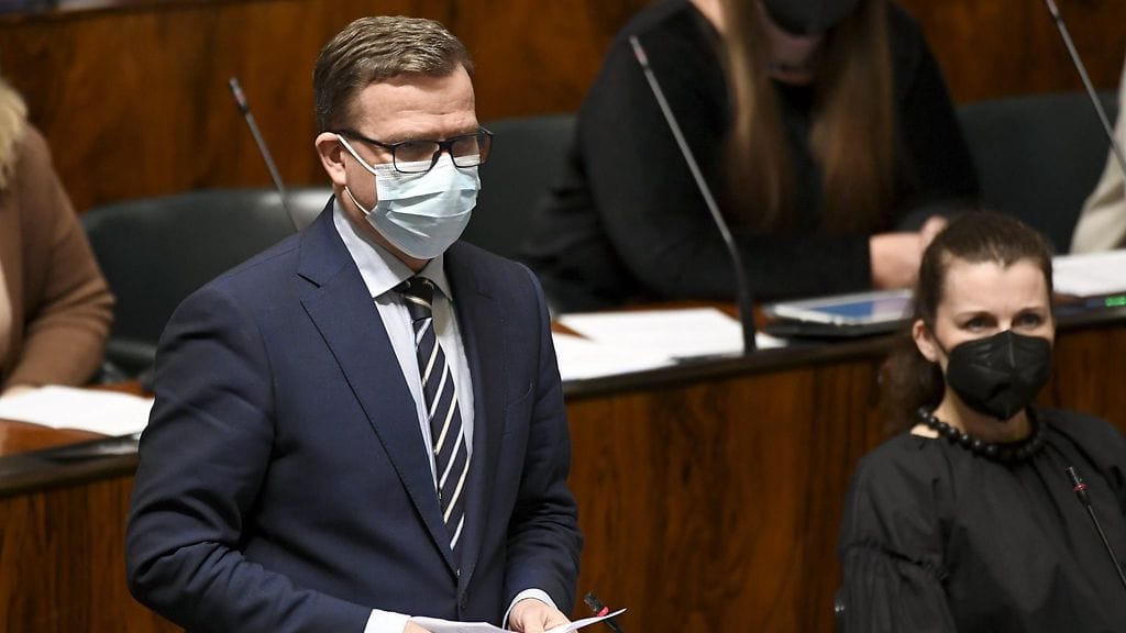 Petteri Orpo eduskunnan kyselytunnilla helmikuussa.