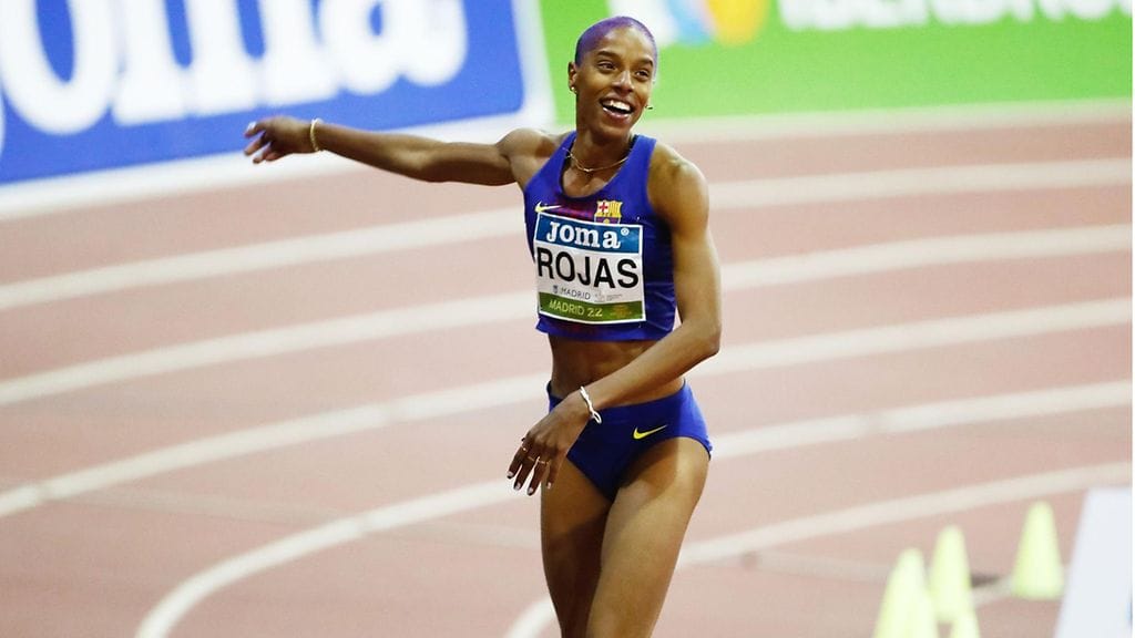 Yulimar Rojas loikki uuden maailmanennätyksen MM-hallikisoissa.