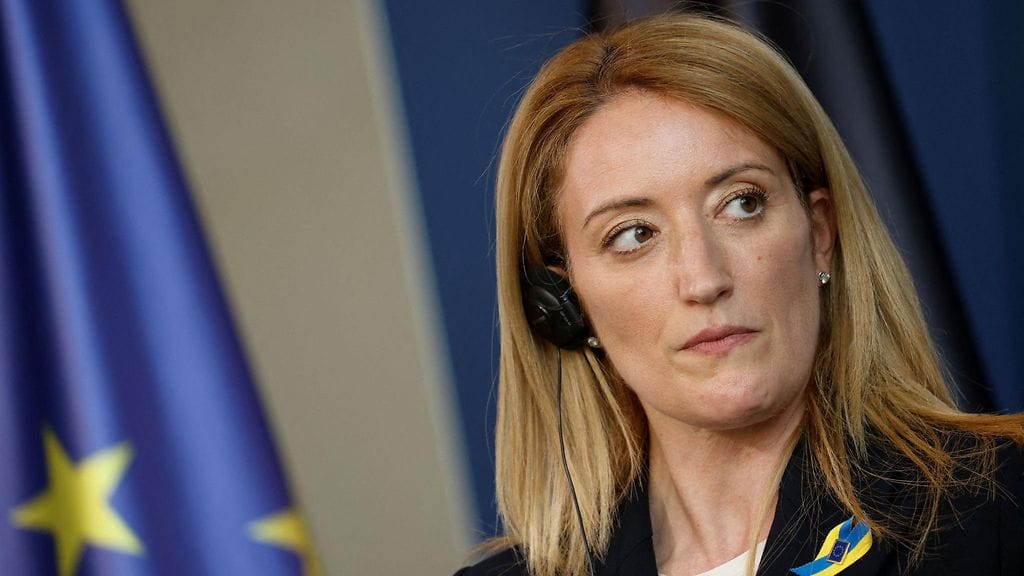 Euroopan parlamentin puhemies Roberta Metsola maaliskuussa.