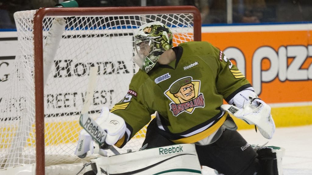 Matej Machovsky pelasi juniorivuosinaan Kanadan OHL-sarjassa Brampton Battalionin maalilla.