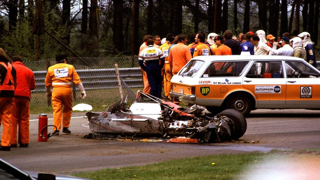 Gilles Villeneuven turmapaikka Belgian Zolderissa toukokuussa 1982.