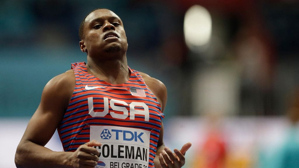 Christian Coleman MM-hallikisoissa 2022.