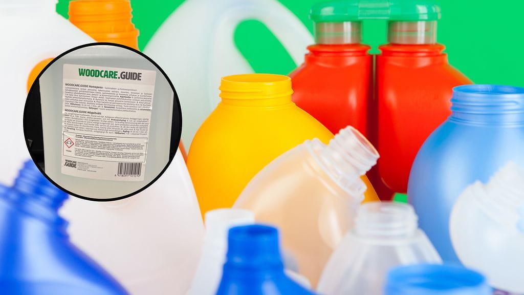 Tukes kehottaa poistamaan Woodcare.Guiden homepesuaineen välittömästi käytöstä. Isompi kuva kuvitusta.