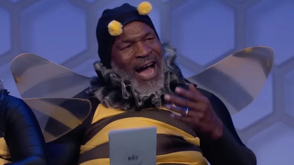 Mike Tyson puettiin mehiläisasuun Jimmy Kimmel Show'n osiossa.