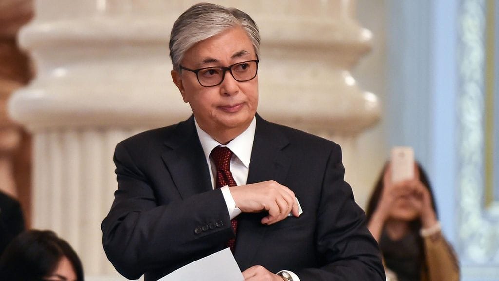 Kazakstanin presidentti Kassym-Jomart Tokajev kuvattuna vuonna 2019.