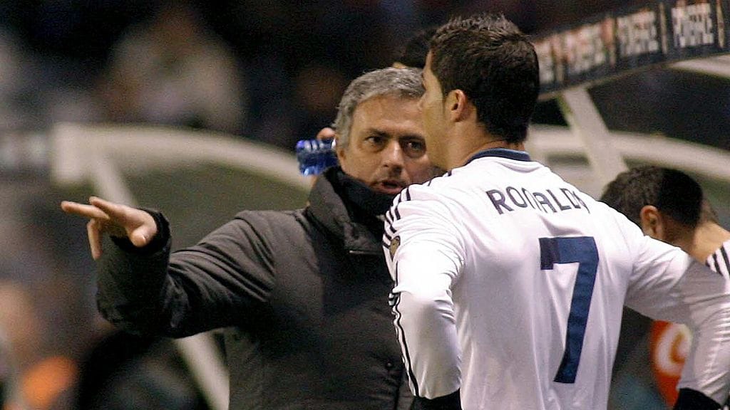 José Mourinho ja Cristiano Ronaldo vuonna 2013 Real Madridissa.