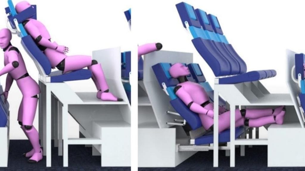 Tulevaisuuden lentämistä? Havainnekuva näyttää, kuinka matkustajat voitaisiin asetella istumaan ikään kuin kahteen kerrokseen.