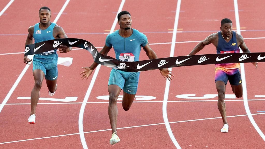 Fred Kerley kellotti kovia aikoja 100 metrillä Yhdysvaltain mestaruuskilpailuissa.