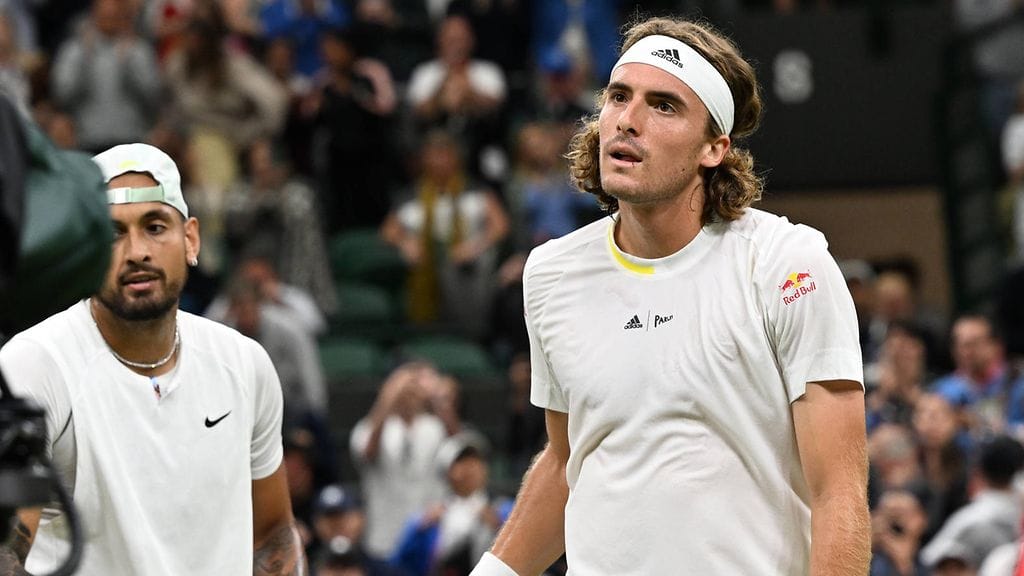 Nick Kyrgios ja Stefanos Tsitsipas joutuvat kaivamaan kuvetta.