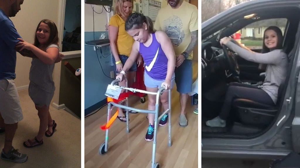 Natalie oppi uudelleen kävelemään. Kuvat Caters News