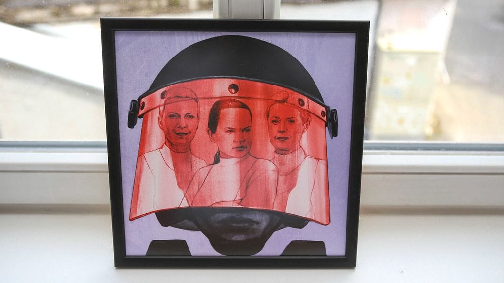 Taulu Valko-Venäjän oppositiojohtajista Vilnan Valko-Venäjä talossa.