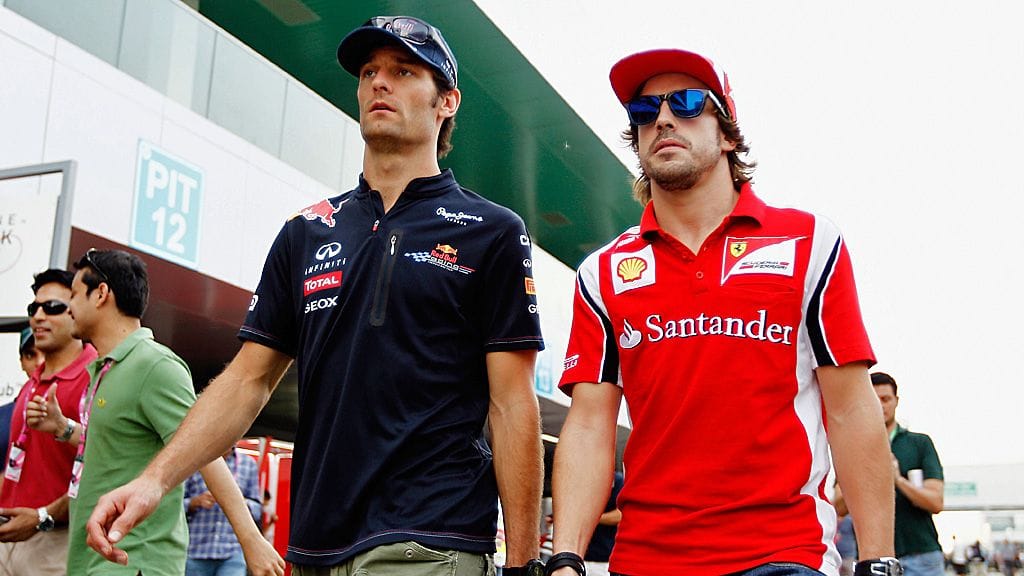 Mark Webber ja Fernando Alonso.