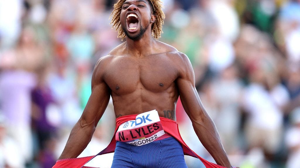 Noah Lyles tuuletti hirmuaikaansa maalissa.