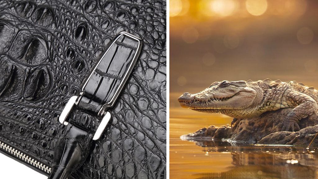 Krokotiilinnahalaukku kerää huomiota eläintarhassa. Kuvituskuva.