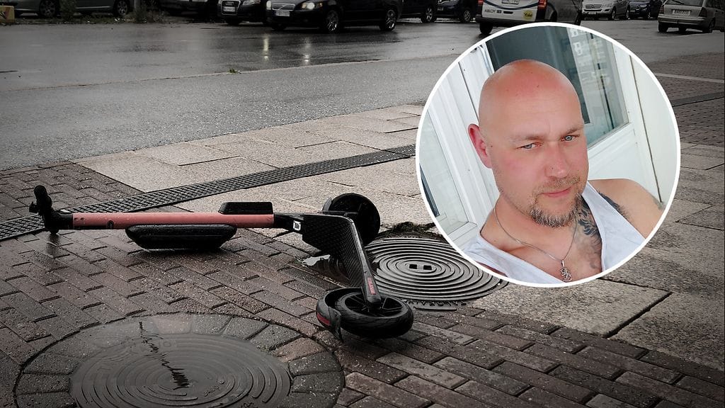 Jare Suomela ja sähköpotkulauta