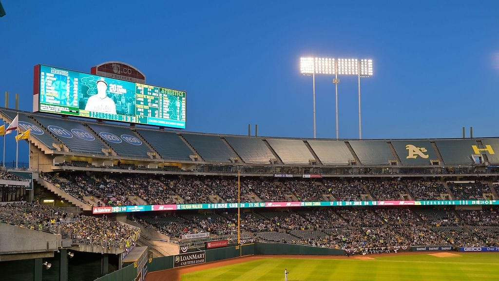 Arkistokuva Oakland Athleticsin kotistadionilta.