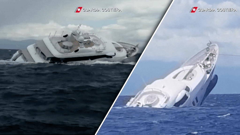 Video näyttää, kuinka superjahti uppoaa.