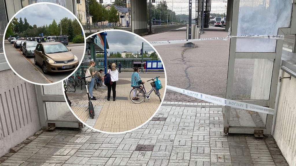 Lukijan kuva näyttää eristysnauhan Keravan rautatieasemalla keskiviikkona iltapäivällä.