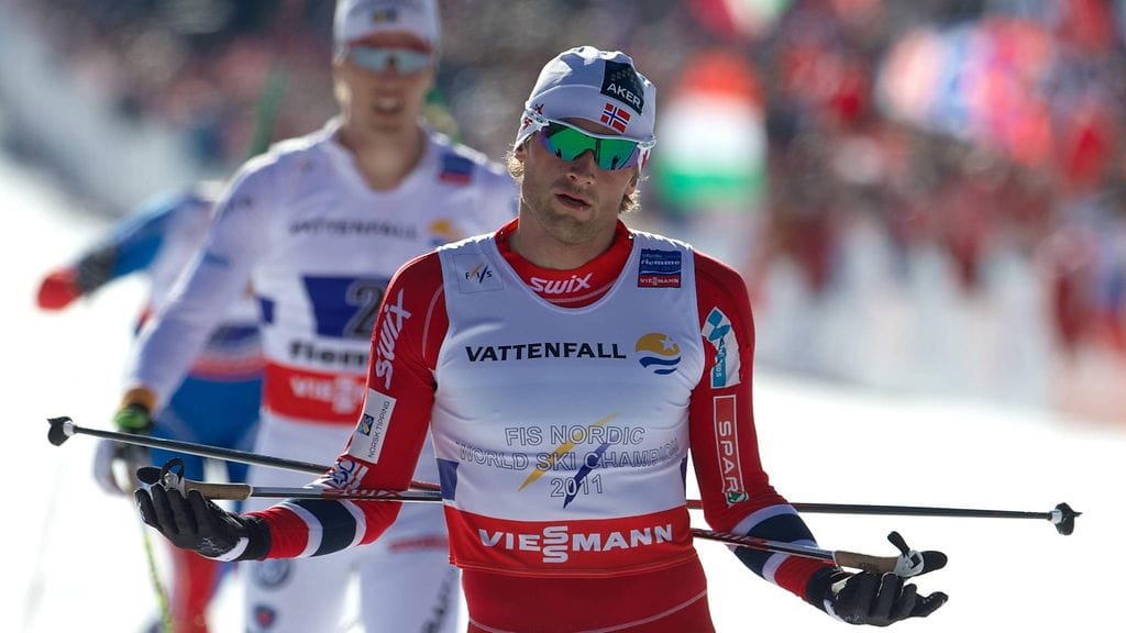 Petter Northug tuuletteli tähän tyyliin vuonna 2013 Val di Fiemmessä.