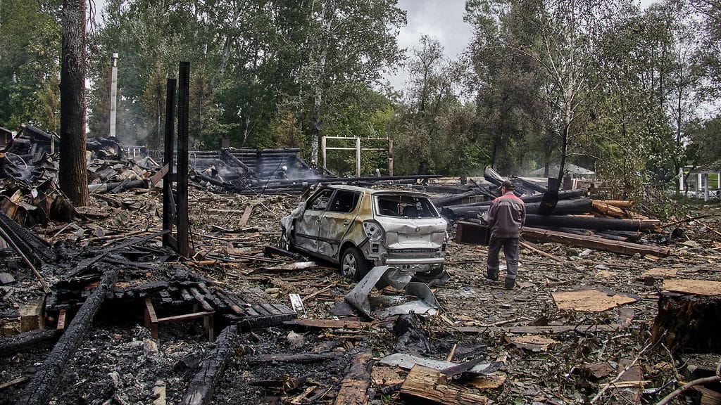 Rakettien tekemiä tuhoja Harkovassa 4.9.