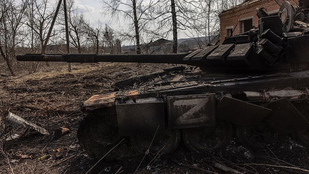 Tuhottu venäläinen tankki