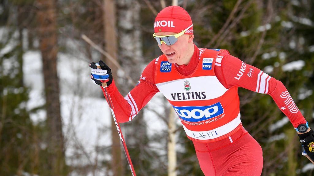 Venäjän kirkkain maastohiihtotähti Aleksandr Bolshunov kilpaili Lahdessa helmikuussa 2022.