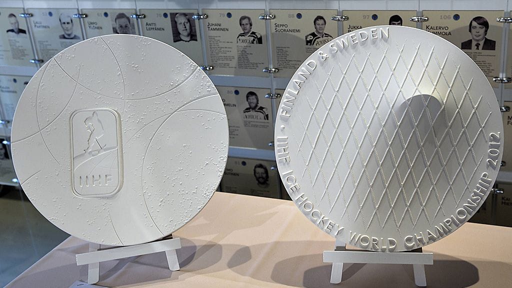 Jääkiekon 2012 MM-kisojen 'Winning Goal' -palkintomitali.