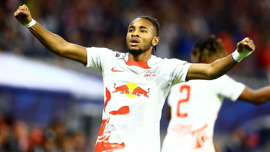 Christopher Nkunku viimeisteli RB Leipzigin avausmaalin Celticiä vastaan.