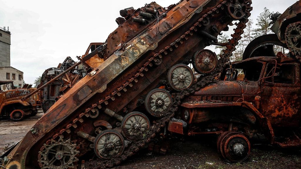 Tuhoutuneita venäläistankkeja Donetskin alueella syksyllä 2022.