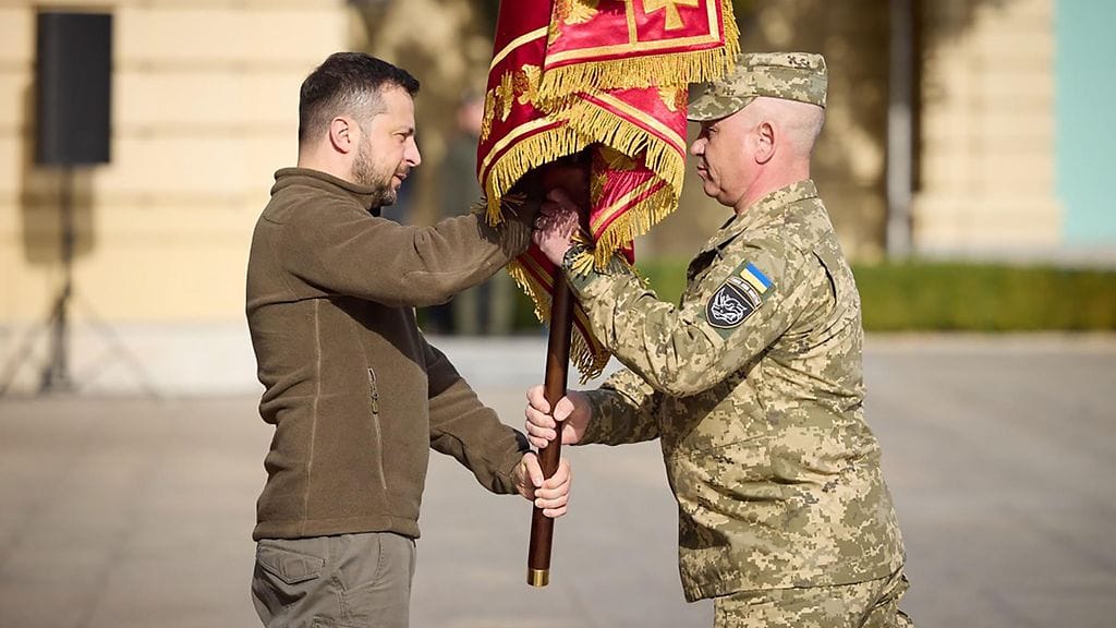 Presidentti Volodymyr Zelenskyi osallistui juhlaseremoniaan Ukrainan puolustajien päivänä Kiovassa 14. lokakuuta 2022.