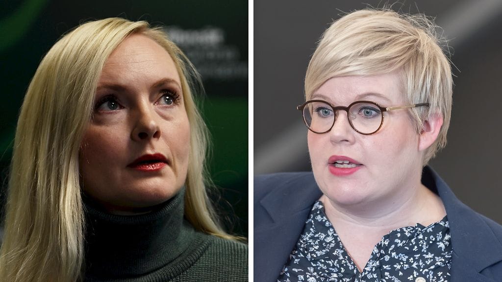 Vihreiden puheenjohtaja Maria Ohisalo ja keskustan puheenjohtaja Annika Saarikko.