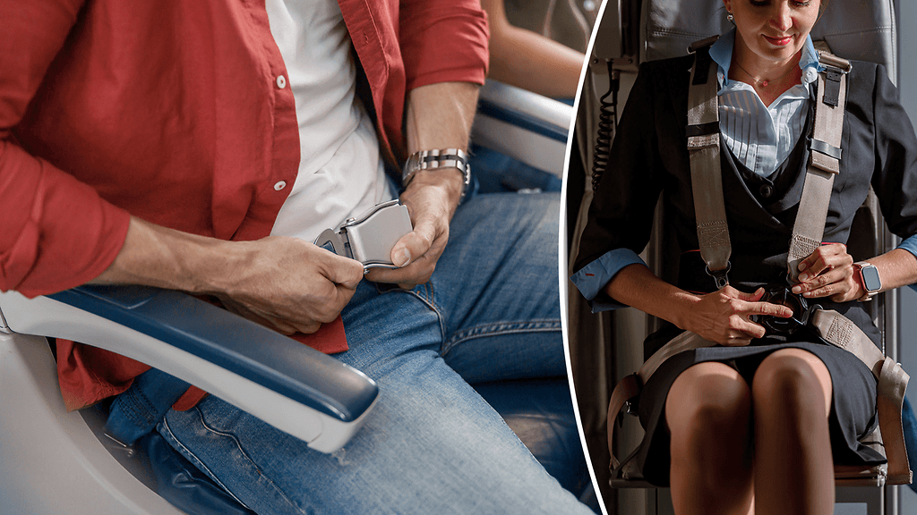 Tällaisia turvavöitä lentokoneestä löytyy.