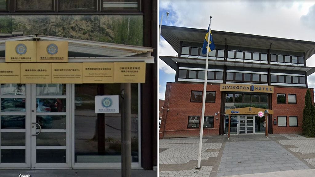 Vuoden 2019 ja 2022 kuvat Google Mapsin katunäkymästä paljastavat hotellin muutokset. Expressenin mukaan ainakin vuonna 2018 vasemmanpuoleisessa kuvassa näkyvissä kylteissä kerrottiin erilaisista kiinalaiseen kulttuuriin ja liiketoimintaan viittaavista tahoista.