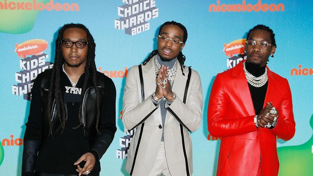 Migos yhtyeen jäsenet vasemmalta oikealle Takeoff, Quavo ja Offset.
