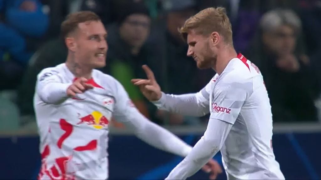 RB Leipzigin Timo Werner loukkaantui Shahtar Donetskia vastaan.