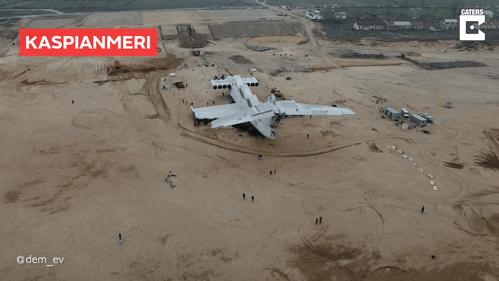 Koneelle on annettu kuvaava lempinimi: Kaspianmeren hirviö.