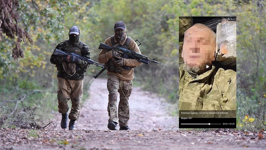 Oikealla kuvakaappaus videolta, joka on levinnyt Telegramissa. Vasemmalla Wagner-sotilaita kuvattuna Ukrainassa.