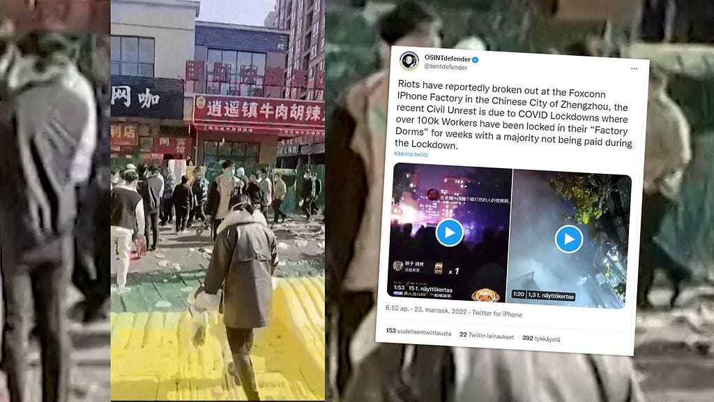 Sosiaalisessa mediassa leviävän kuvamateriaalin mukaan taiwanilaisen teknologiajätti Foxconnin tehtaalla Kiinan keskiosassa on puhjennut laajoja mielenosoituksia.