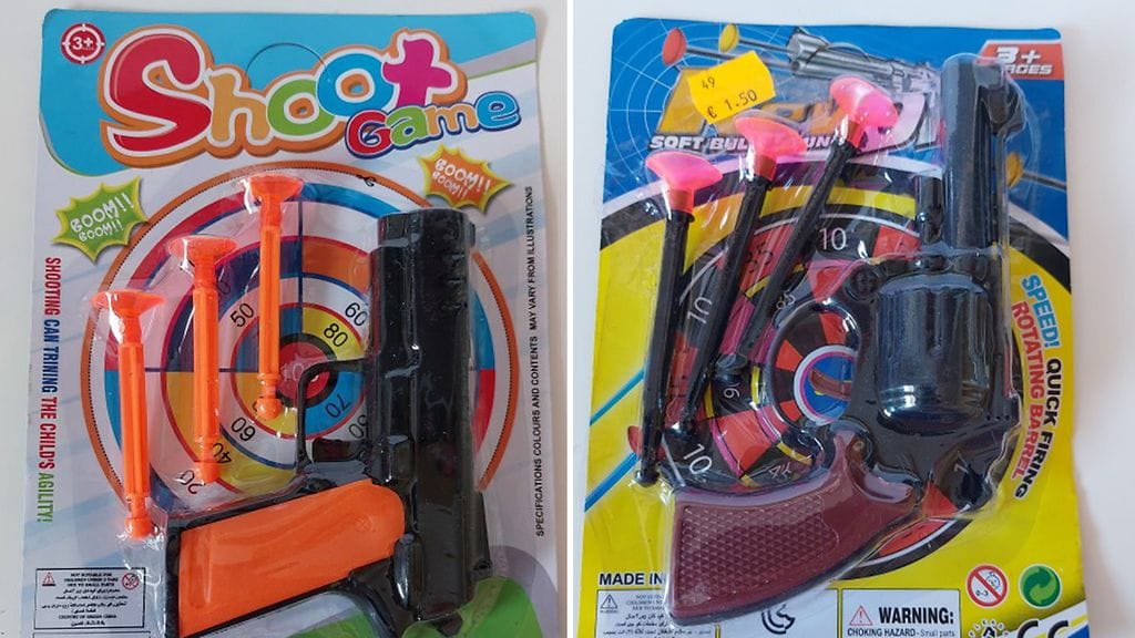 Nämä lelupyssyt pitää heti ottaa pois lasten ulottuvilta.