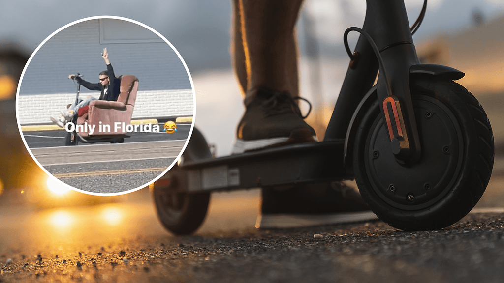 Mies hämmensi liikennettä Floridassa sujahtelemalla autojen seassa mukavan, mutta hieman hasardin näköisellä virityksellä.