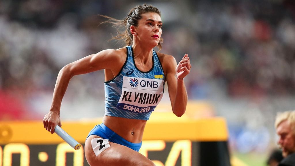 Katerina Klimjuk kuvattuna yleisurheilun MM-kisoissa Dohassa 2019.