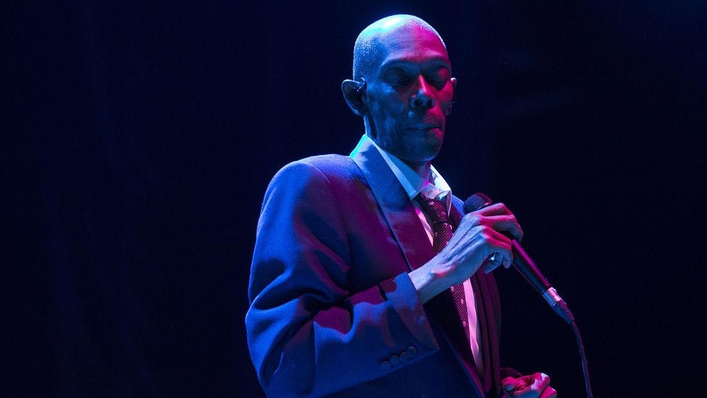 Maxi Jazz esiintymässä konsertissa Skotlannissa vuonna 2017.