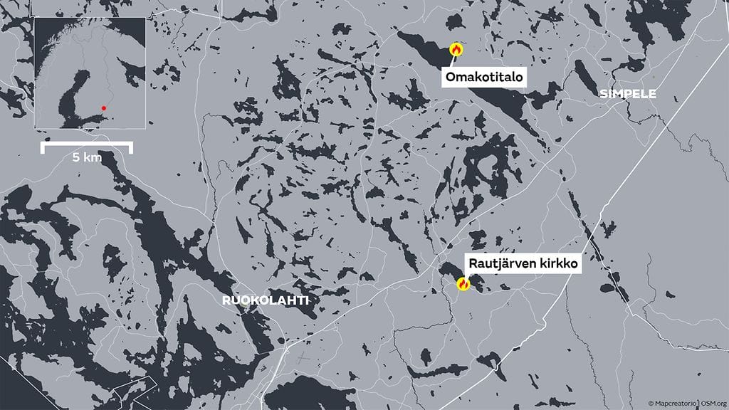 KARTTA: Rautjärven palopaikat