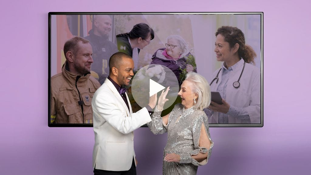 Näyttelijät Ernest Lawson ja Seela Sella tähdittävät hallituksen sote-kampanjaa.