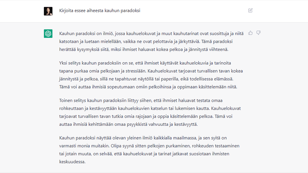 kauhun paradoksi chatgpt