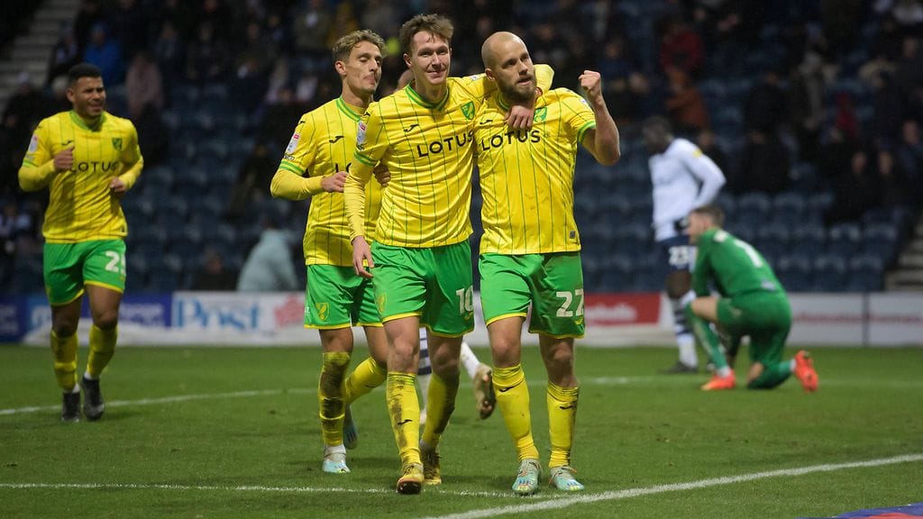 Teemu Pukki pääsi tuulettamaan kahta osumaa Prestonia vastaan.