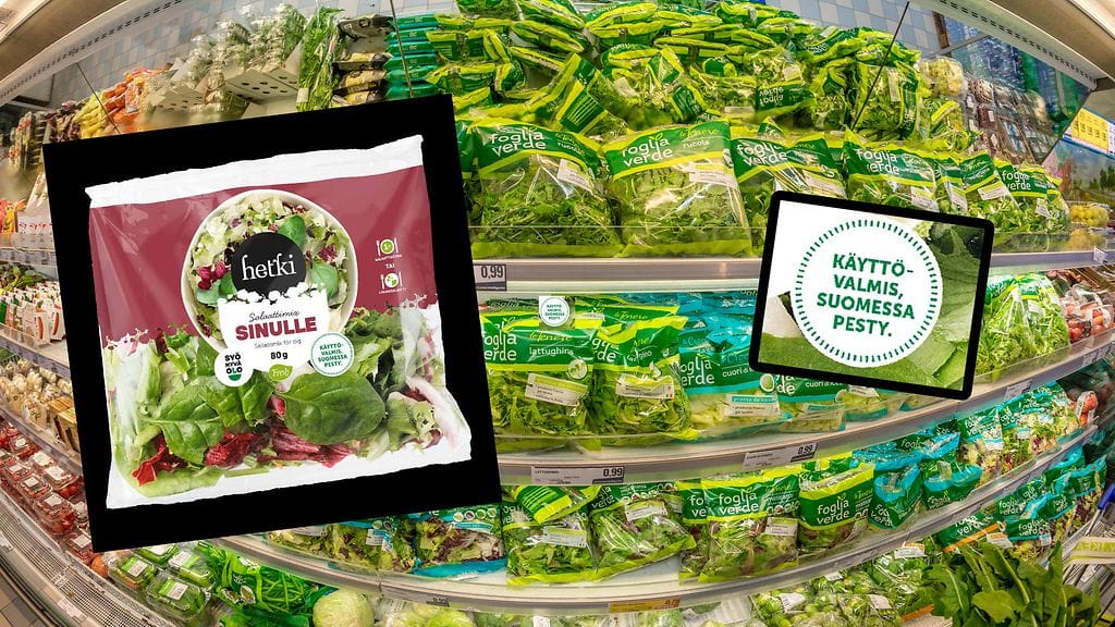 Salaattipussin alkuperä ja pakkausmerkinnät herättivät keskustelua somessa.